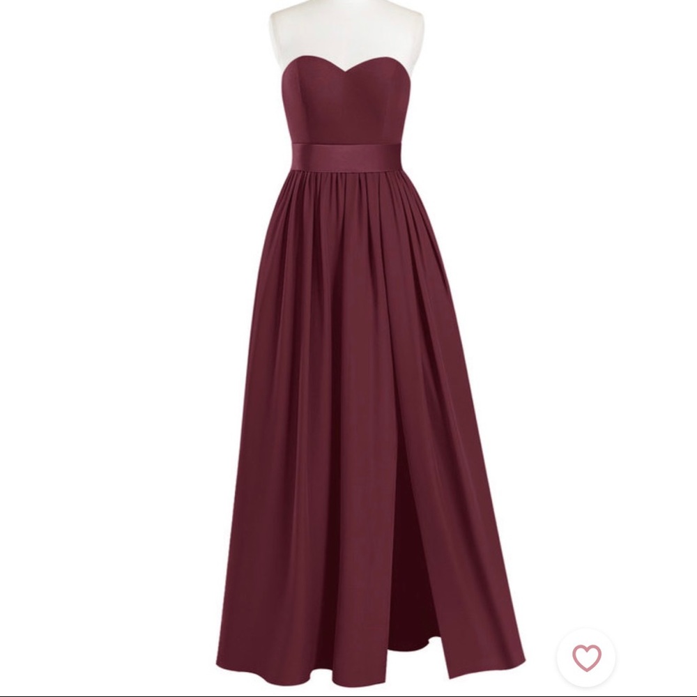 Azazie Fiona Floor-Length Strapless Dress Bridesmaid, Cabernet